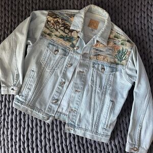 Vintage Lee Riders Embroidered Wild Horses Button Blue Jean Denim Jacket